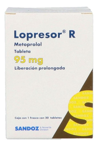 Lopresor R 95 Mg Caja Con Frasco Con 20 Tabletas