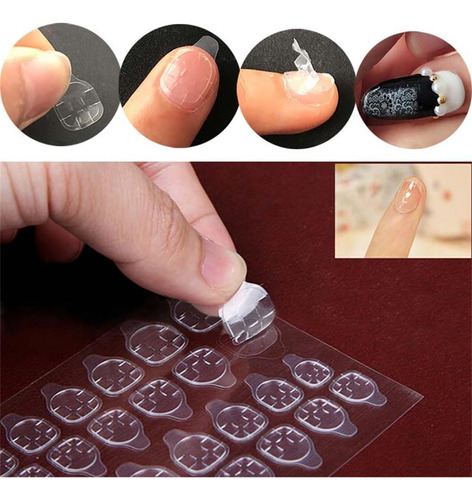 Pegatinas De Doble Cara Con Puntas De Uñas Postizas, Cintas