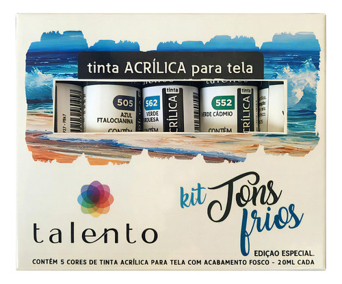 Kit Tinta Acrílica Talento Tons Frios Com 5 Cores De 20ml Cor Tons Frios