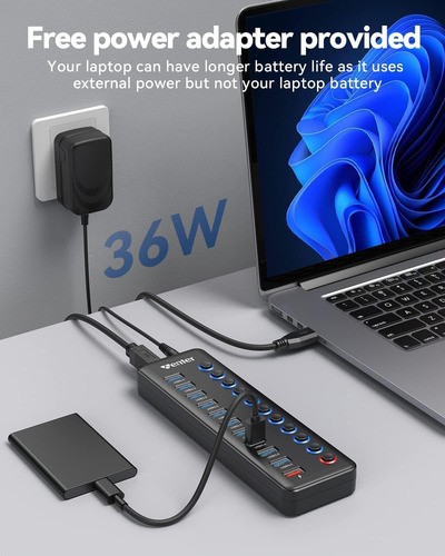 Hub Usb Powered, Wenter 11-port Usb Splitter Hub (10 Puer...