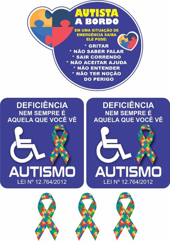 6 Adesivos Símbolo Autista Para Carro Pcd Sticker Inclusão