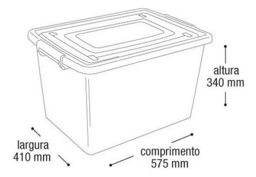 2 Caixas Com Tampa Para Organizar Objetos Tamanho Grande 56l Preto Tampa Prata