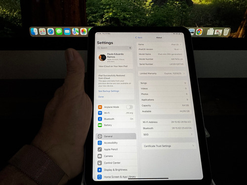 Apple Ipad Mini 6 Geração 64gb A2567 Space Gray - Garantia Cinza (Usado)