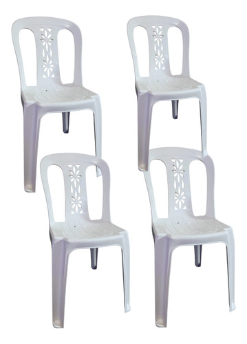 Mesa Redonda Con 4 Sillas De Plastico Blanco