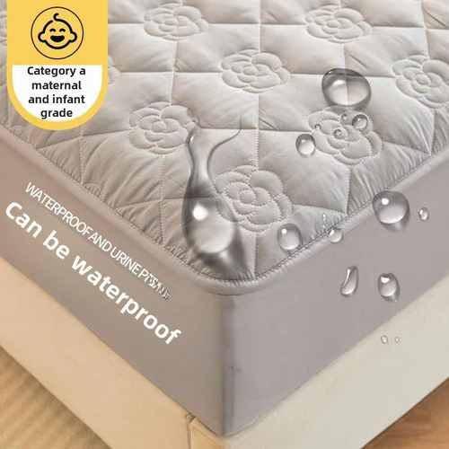 Colcha Impermeable Gris Claro Con Flores, Amigable Bebé
