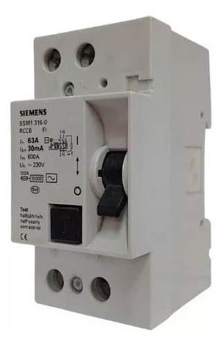 Interruptor Dr Bipolar 63a 30ma Siemens 5sm1 316-0