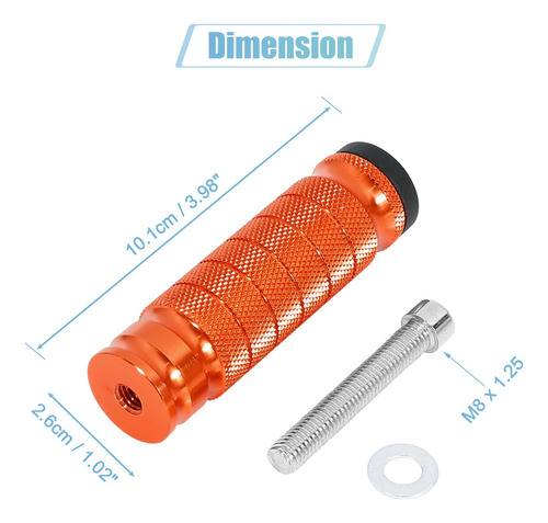 Par Posapie Universal Trasero 6mm Naranja Para Motocicleta