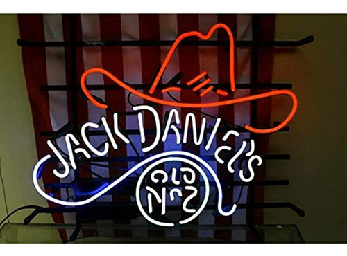 Neón Jacks Daniel Hat Old 7 Para Bar, Regalo De Cerveza