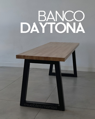 Banco Daytona - Hierro Y Madera - 60x40 - Muebles.manias Laqueado Negro
