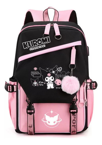 Mochila Escolar Kuromi Melody De Gran Capacidad Para Rodear