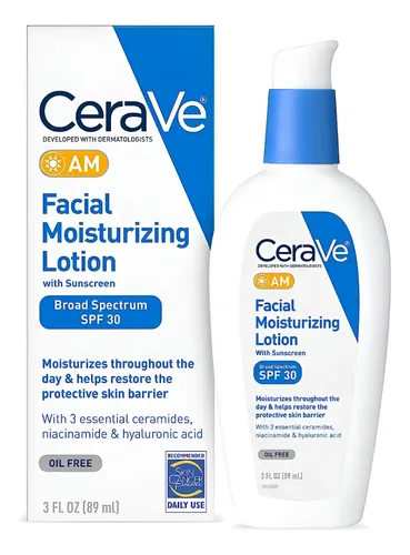 Loción Hidratante Facial Cerave Am Con Spf 30,89 Ml Todo Tipo De Piel Día