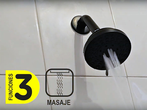 Regadera Ducha Redonda Abs 3 Funciones 10cm Brazo Negro