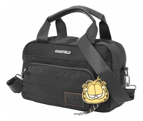 Bolsa Transversal Garfield Pequena Menina Moderna Jovem Cor Preto