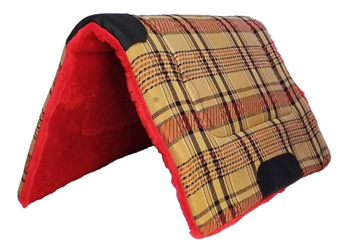 Manta Sela Quarto De Milha Americana Cavalo Baixeiro Xadrez com Vermelho