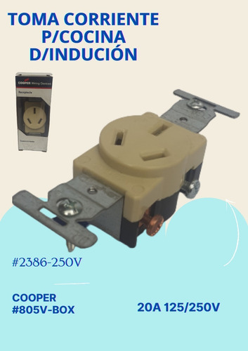 Toma Corriente P/cocina De Inducción 20a 125/250v Cooper