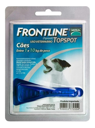 Pipeta antiparasitario para pulga Merial Frontline Top Spot para perro de 1kg a 10kg