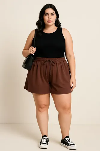 Shorts Plus Size Leve Feminino Cintura Alta — R$ 32,04 em Mercado Livre, 36% OFF