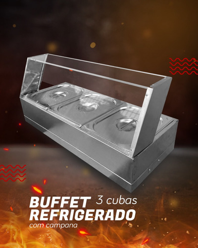 Buffet Refrigerado C/ Campana 3 Cubas 1/2 65 Placa Zpbfr03