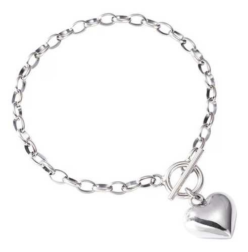 Pulsera Colgante Corazon Enchapada Plata 925