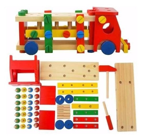 Imagen 2 de 6 de Camion Madera Juego Didactico Desarmable Encastre Activity