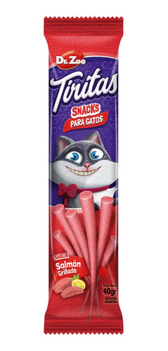 Golosinas Snacks Tiritas Gatos Dr. Zoo Salmon Grillado 40gr