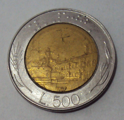 Moneda Italia 500 Lire, Año 1987, Km# 111 Mb (Usado)