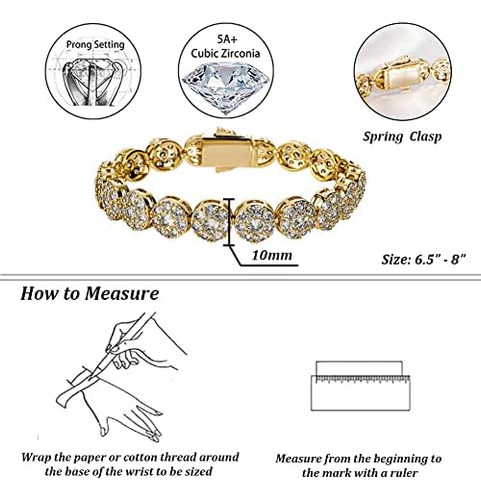 Pulseira De Tênis Feminina Topgrillz, 1 Fileira, 0,394