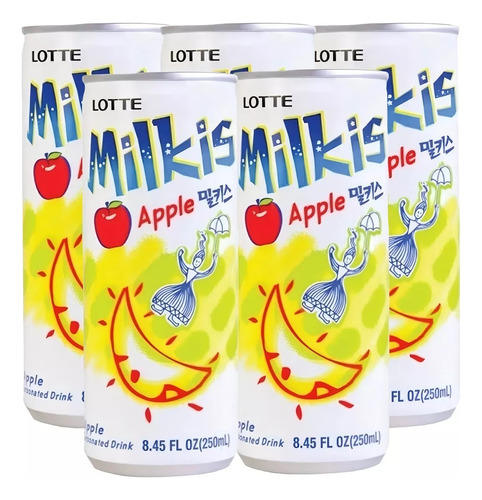Bebida Coreana Milkis Sabor Manzana Set 5 Piezas 250ml Lotte
