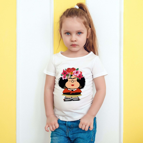 Imagen 5 de 6 de Remera Mafalda Frida Kahlo Modal Premium Hombre Mujer Niños