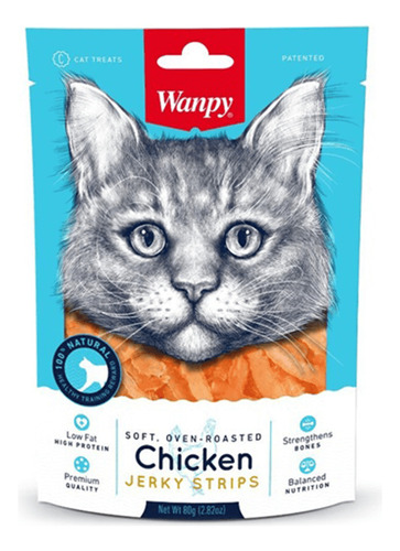 Wanpy® Snack Cat Soft Pollo Jerky Strips 80grs