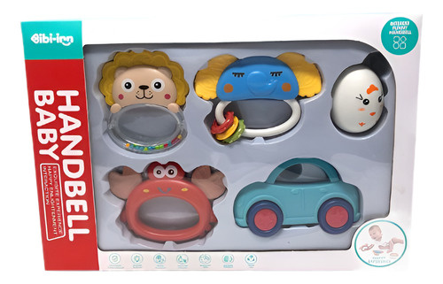 Set Sonajero Bebes Mordillo 5 En 1 Formas Y Colores Color Multicolor Diseño Animales Autito Y Huevo