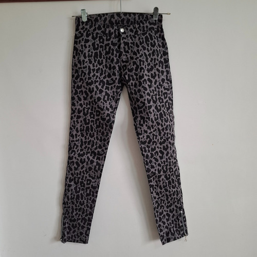 Pantalon Chupin Cierres Animal Print Elastizado 36 Nuevo