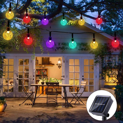 Cadena De Luces Solares Led 11m Para Patio Y Terraza