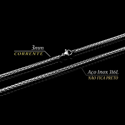 Corrente Pingente Flecha Aço Inox Prata J-1383 Kit Bracelete