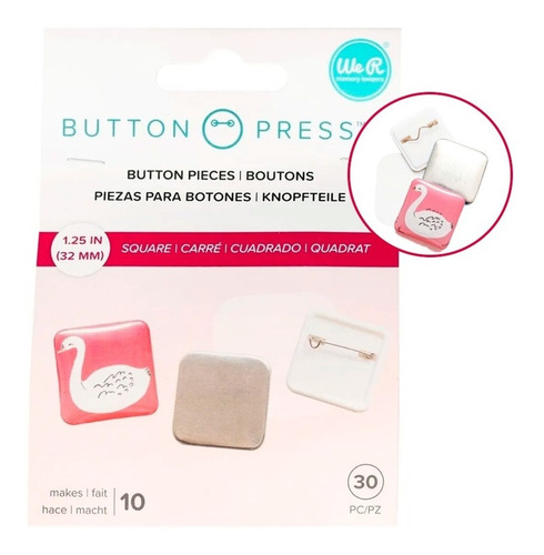 We R Button Press Fotobotones Cuadrados Refill Pack 10 Pkg