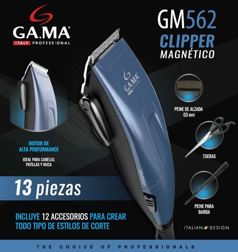Imagen 7 de 10 de Cortadora De Pelo 13 Piezas Gama Gm562 Electrica Con Cable