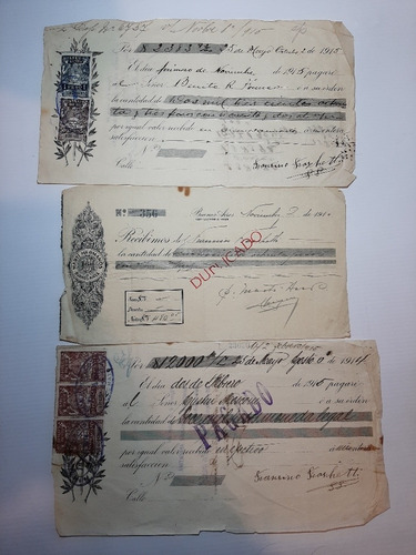 Sellos Estampillas Recibos Cheque 1910/1920 Lote X 14 Ro 930 (Usado)