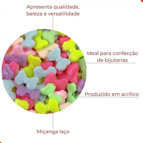 1300 Miçangas Laço Infantil 04x16mm Acrilico - Para Pulseira
