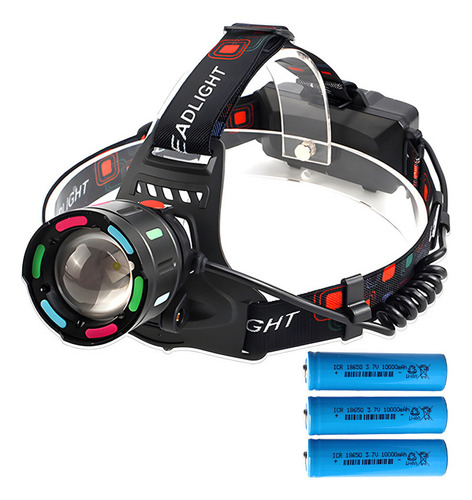 Sd Linterna Frontal Con 3 Pilas 18650, Linterna Frontal Led