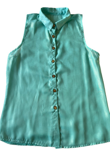 Blusa Camisa Gasa Mujer Tornasolada Verde T. S/40 Divina!