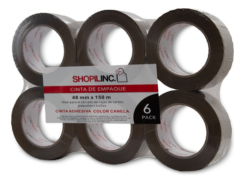 Cinta Adhesiva Canela De Empaque  48mm X150m  Paquete De 6pz