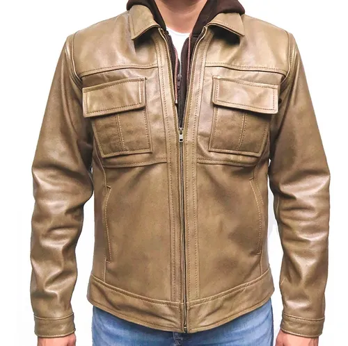 Chamarras de piel con gorro para hombre sales