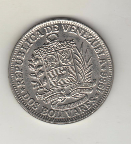 Venezuela Moneda De 2 Bolívares Año 1986 Km Y#43 - Exc.+