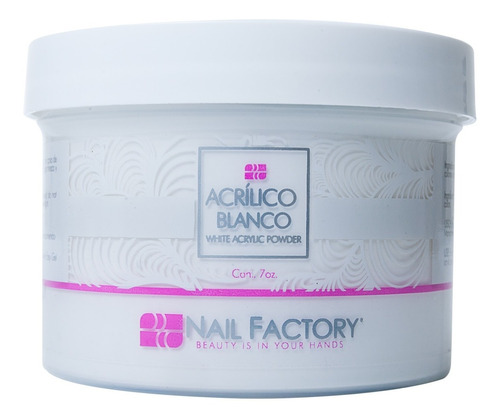 Polvo Acrílico Uñas White 7 Oz / 198 Gr. Nail Factory