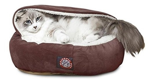 Cama Para Gatos Con Dosel De Ante Chocolate De 18 Pulgadas