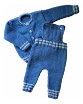 Comprar Conjunto Tejido A Mano Talle De Recién Nacido A 2 Meses Azul Azul Acero Recien Nacido A 2 M