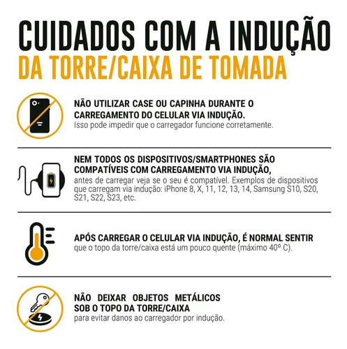 Torre Tomada Automática Indução 3 Tomadas (cabo 4mm) Tr03aw