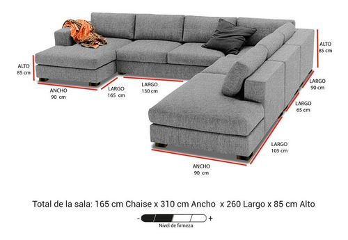 Sala Adam Haspe Gris Derecha Sofa Pieza Mueble Sillon Sofa