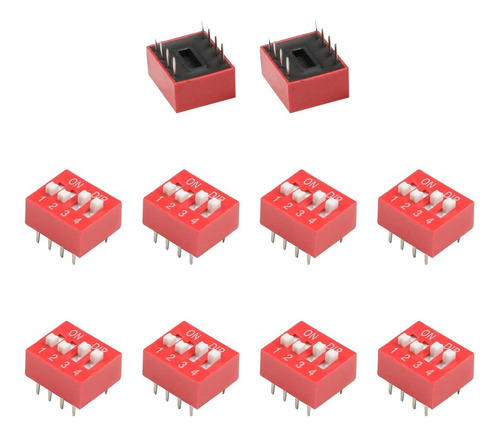 10pcs Dip Interruptor Horizontal Palanca 1-4 Posicion Paso