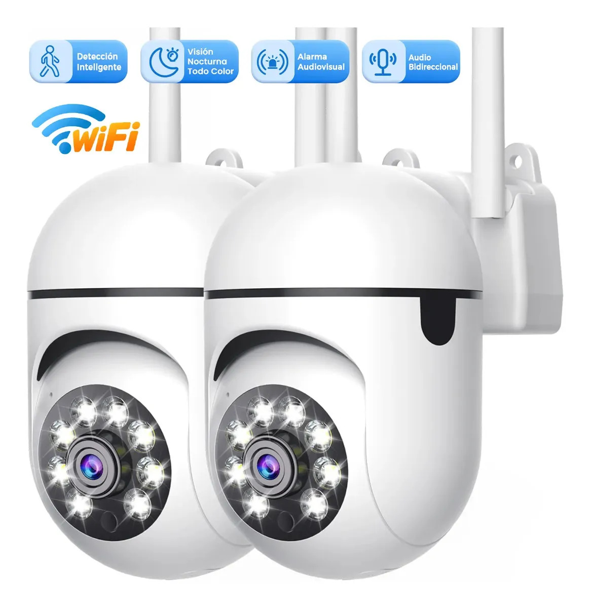 2pcs Cámara De Seguridad Anberx K1 4MP HD Visión Nocturna,Mini Cámara wifi 2.4GHz,Cámara de vigilancia Audio Bidireccional,Detección de Movimiento con Alerta,Cloud Video Recording,